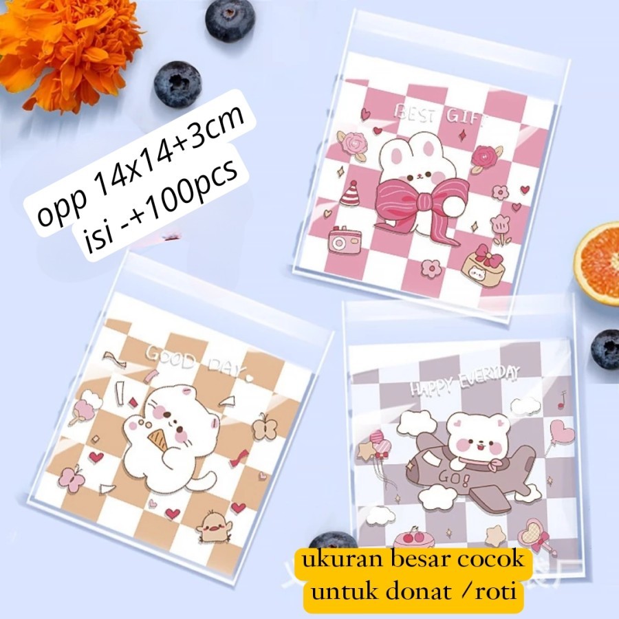 

100PCS plastik opp roti bakpao 14x14 thank you plastik opp roti