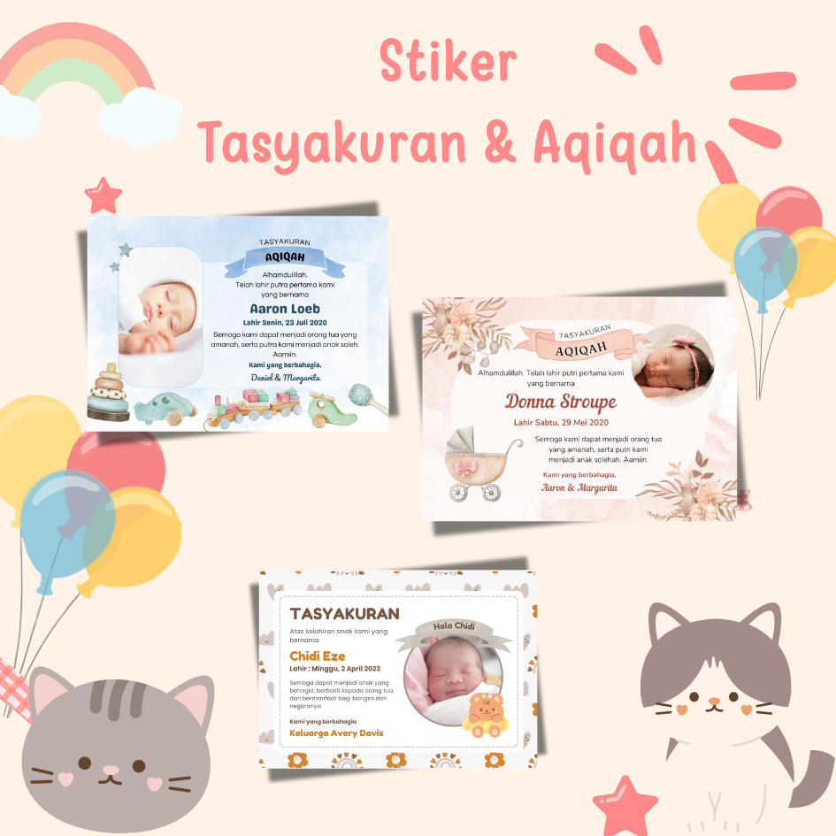 

Kartu/Stiker Tasyakuran Aqiqah Anak / Tedhak Siten / Kelahiran Bayi