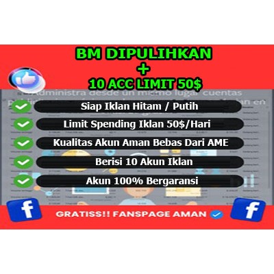 Akun Facebook BM Dipulihkan + 10 Acc Limit -+700rban