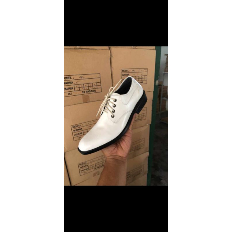Sepatu pantofel pria kulit asli warna putih