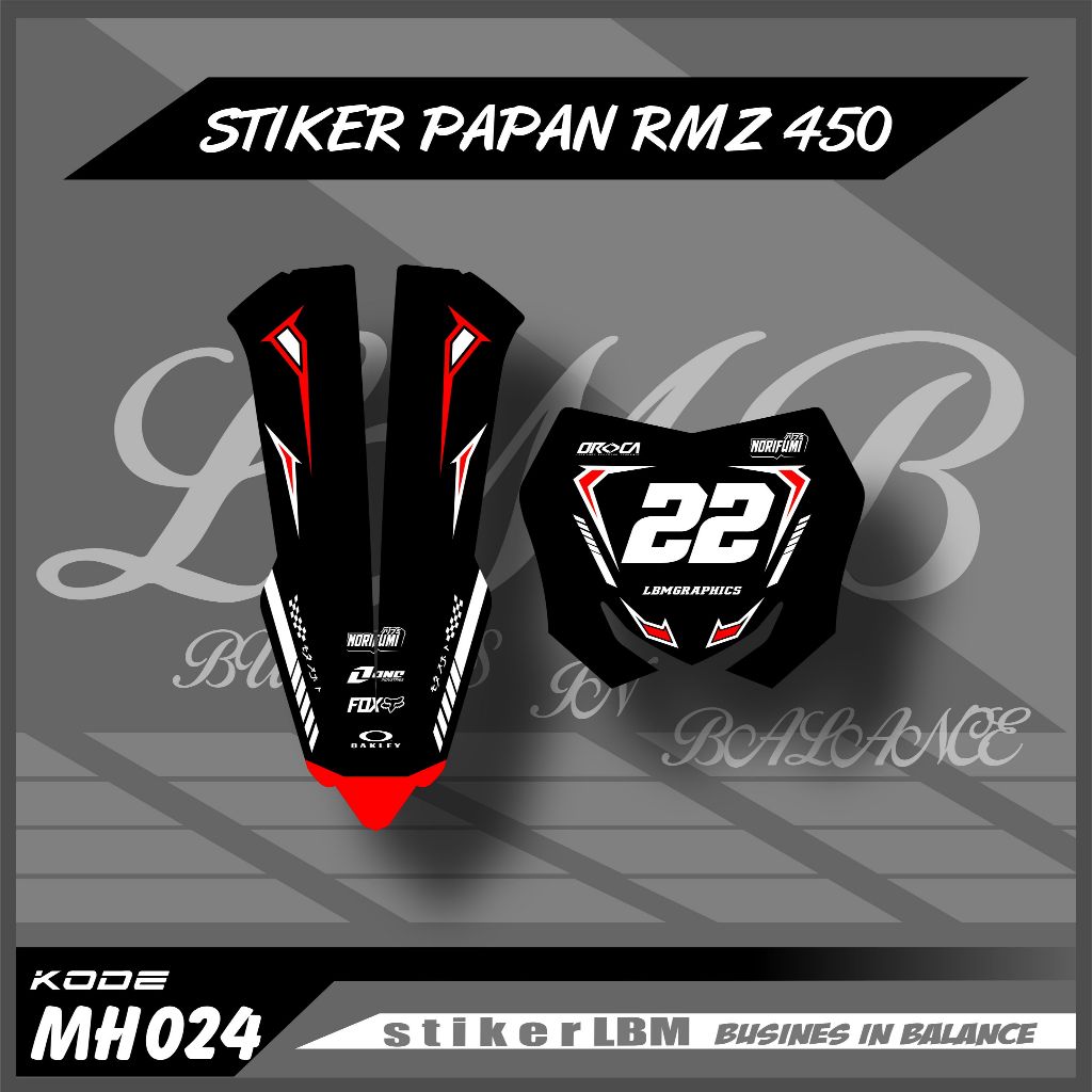 DECAL PAPAN DAN SPAKBOR RMZ 450 STICKER PAPAN NOMOR DAN SPAKBOR DEPAN RMZ 450