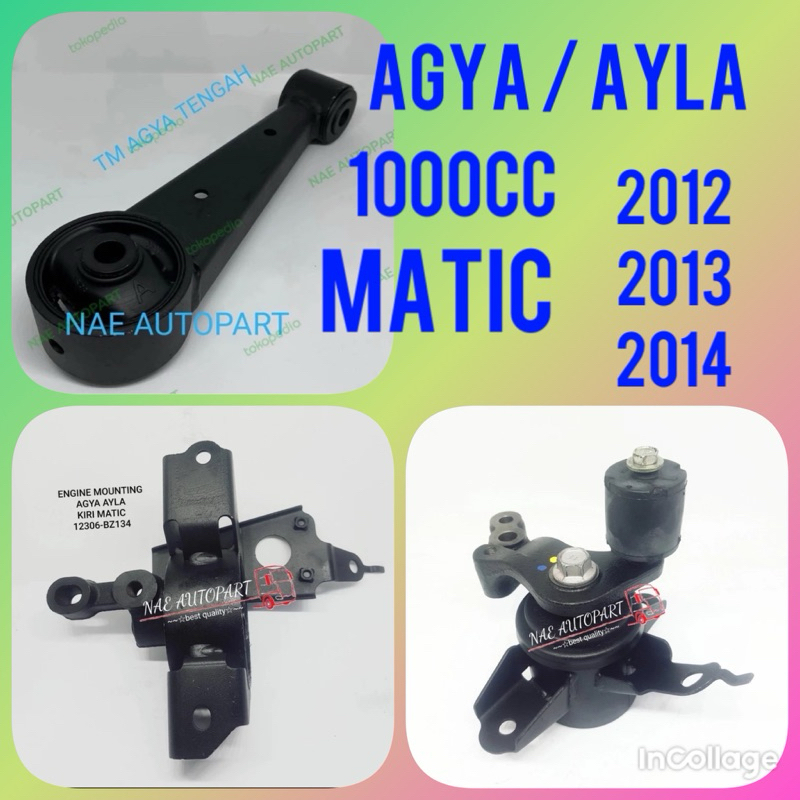 3 pcs ENGINE MOUNTING DUDUKAN MESIN SET AGYA 1000cc AYLA MATIC 2012 2013 2014 KIRI KANAN BELAKANG TE