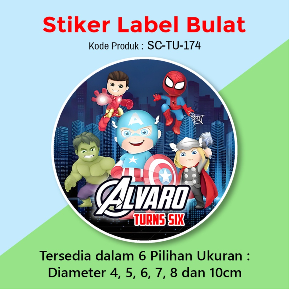 

STIKER ULANG TAHUN ANAK KARTUN AVENGERS CARTOON STICKER LABEL TUMPENG MINI BOX SOUVENIR KARDUS NASI SNACK MAKANAN RINGAN JAJANAN ULTAH