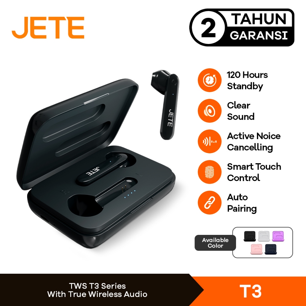 TWS - Headset Bluetooth - Earbuds JETE T3 - Garansi  2 Tahun