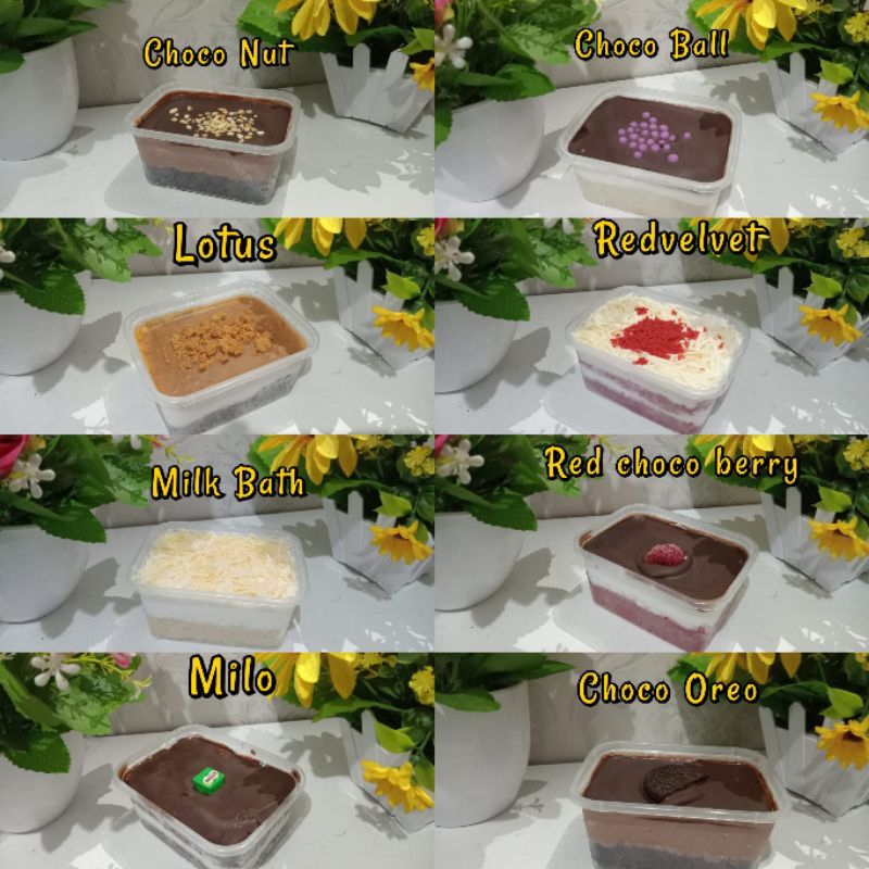 

Dessert box mini 200ml brownies lumer Redvelvet milkbath keju lotus