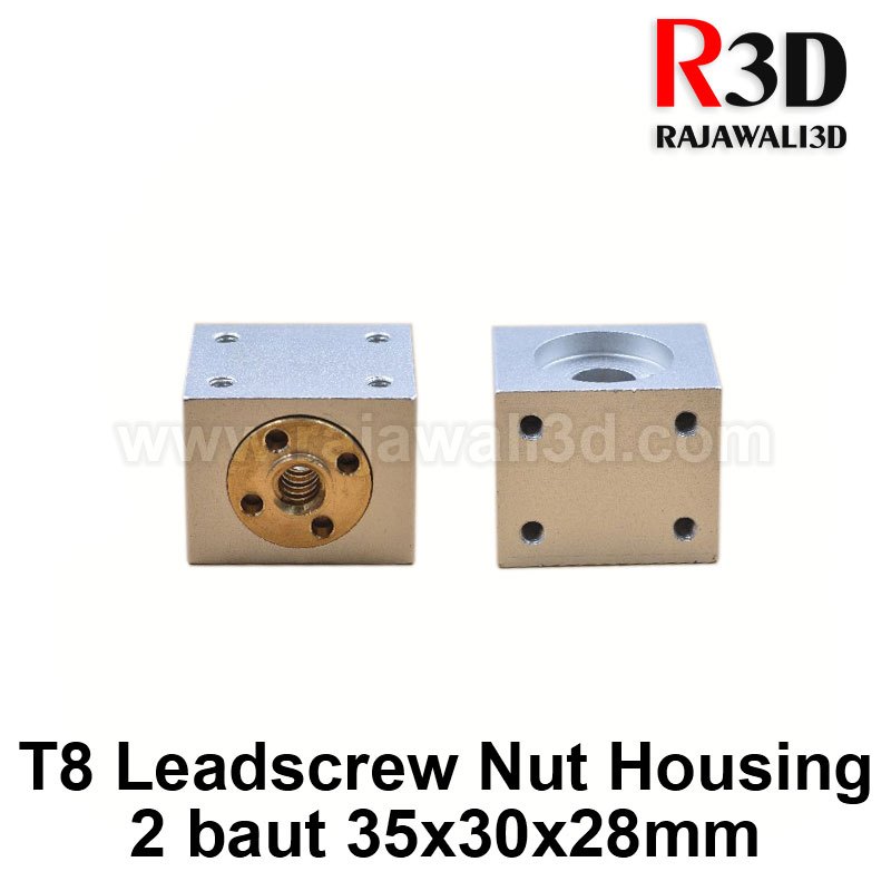 T8 trapezoidal Leadscrew Nut Housing White Aluminium 2 Baut
