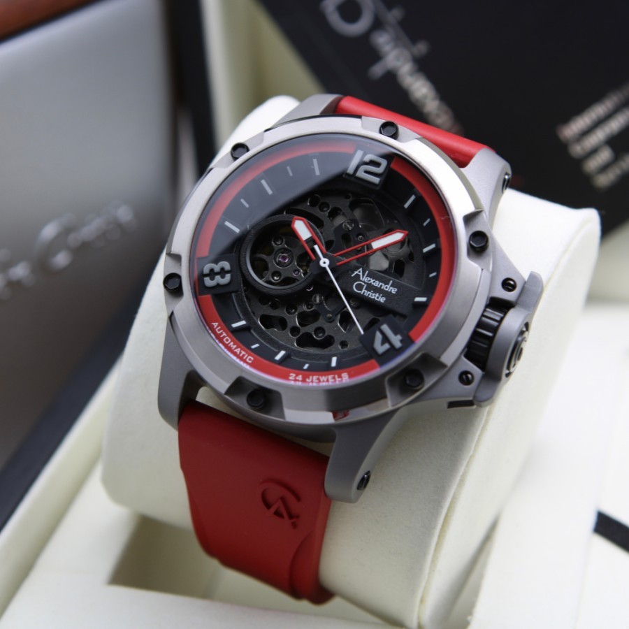 Jam tangan pria Alexandre Christie Ac 6295/ Ac6295 Titanium Rubber Automatic rubber Original