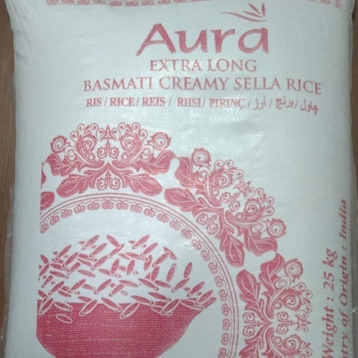 

Beras Basmati AURA Extra Long Creamy sella basmati rice 25 KG