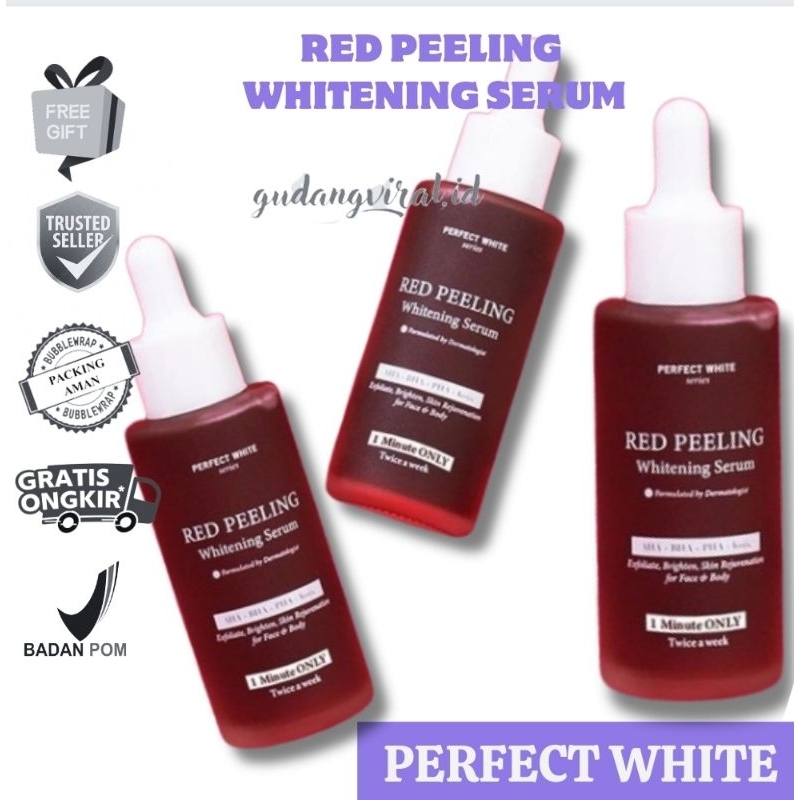 ❤GV❤ PERFECT WHITE RED PEELING WHITENING SERUM 50ML WITH AHA BHA PHA KOJIC ACID FOR FACE AND BODY EK
