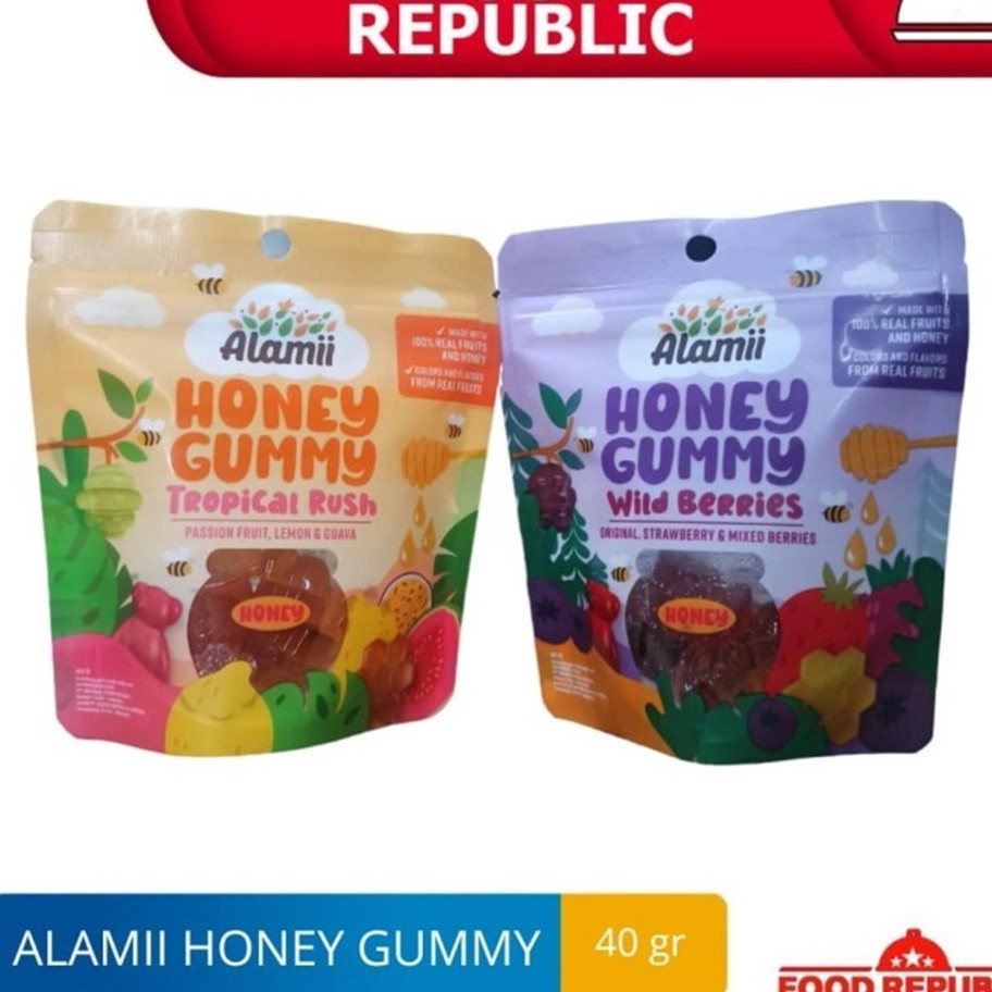 

MEGA SALE ALAMII Honey Gummy Tropical Rush Wild Berries Permen Jelly 4g Halal
