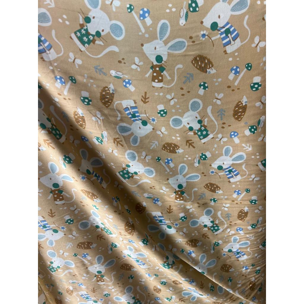 kain katun rayon viscose motif karakter anak atasan piyama baju tidur one set