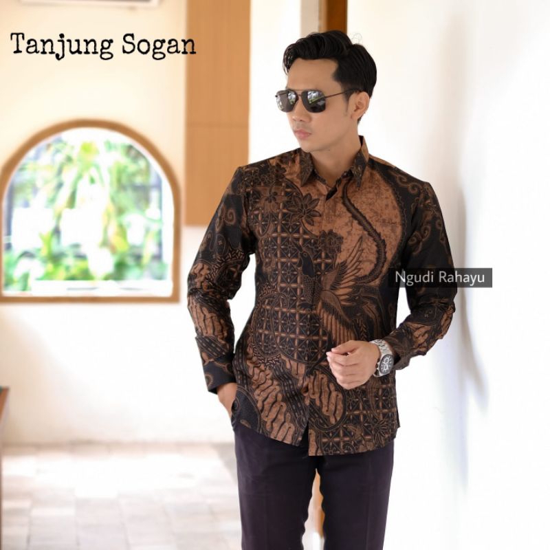Batik pria SLIM fit lengan panjang lengan pendek premium Kemeja cowok batik M L XL XXL Keris Tanjung