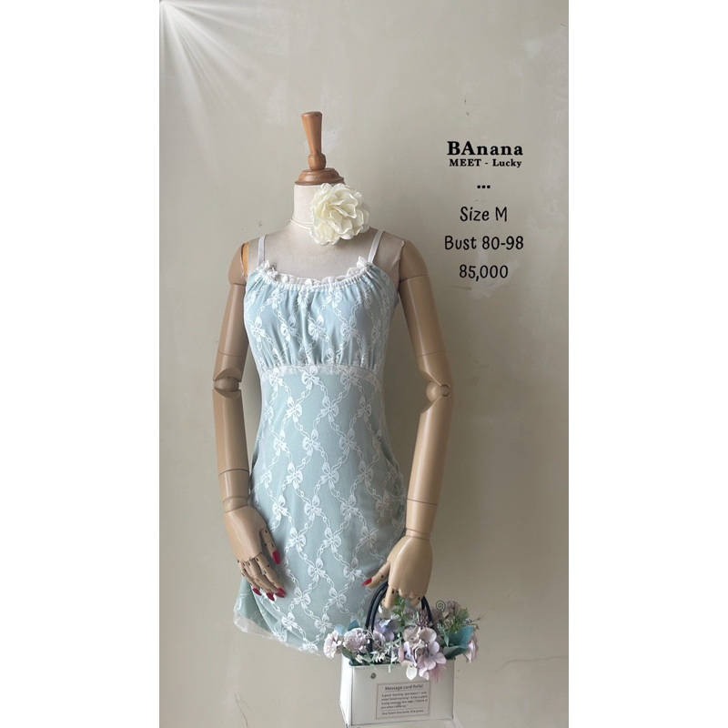 Mini dress tulle tile tule putih furing hijau mint lingerie premium motif pita lucu murah cantik sek