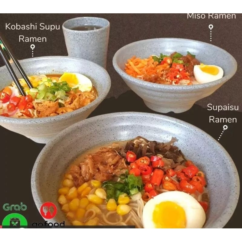 3 PCS W6308A/W6308 MANGKOK BATU 8 Inch|Mangkok Ulir Model Batu  Golden Dragon