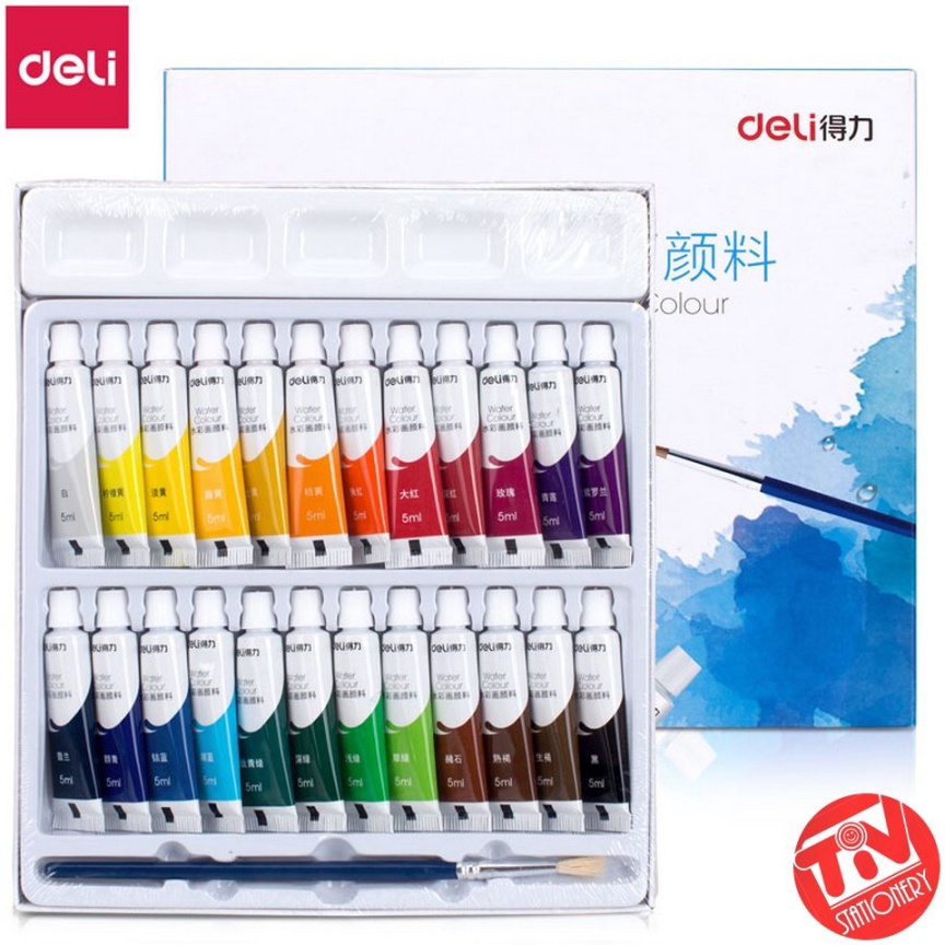 

Cat Air Deli Water Colour 24 Warna 24 x 5 ml Bonus Kuas Palet ART C9I5