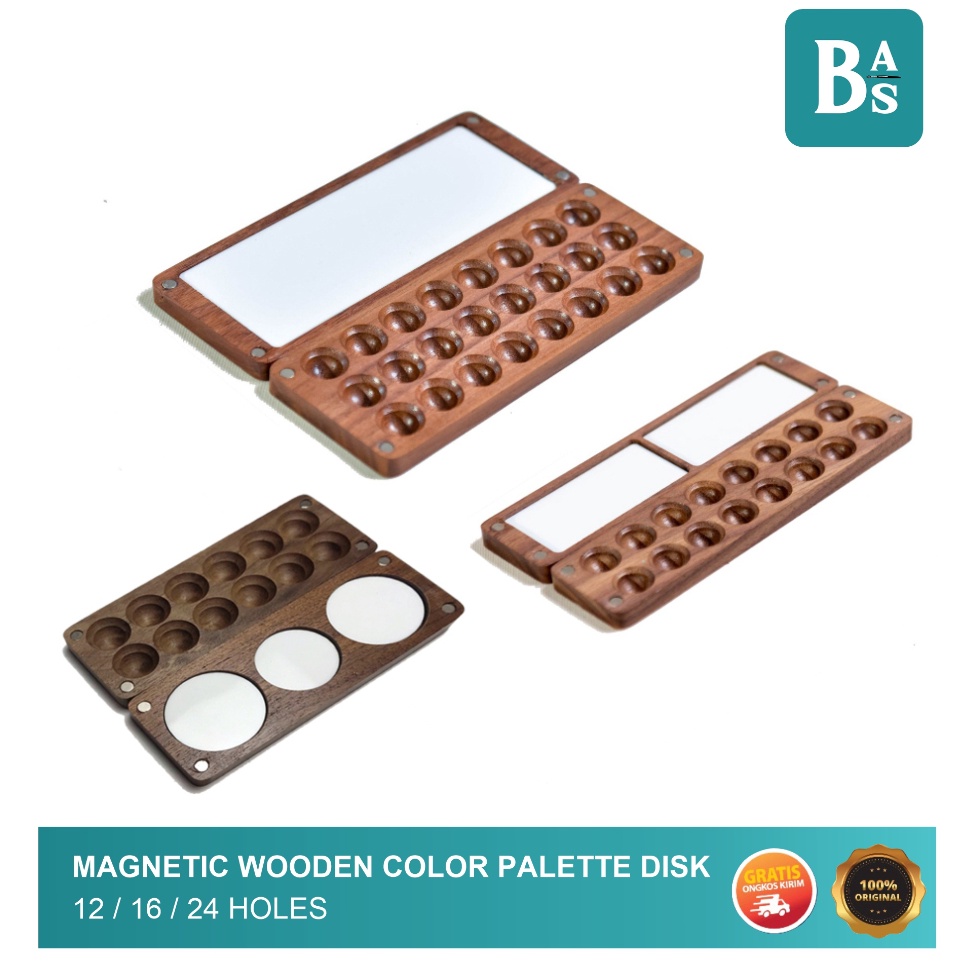 

Magnetic Wooden Color Palette DiskPalete kayu watercolor magnet ART G6Z7
