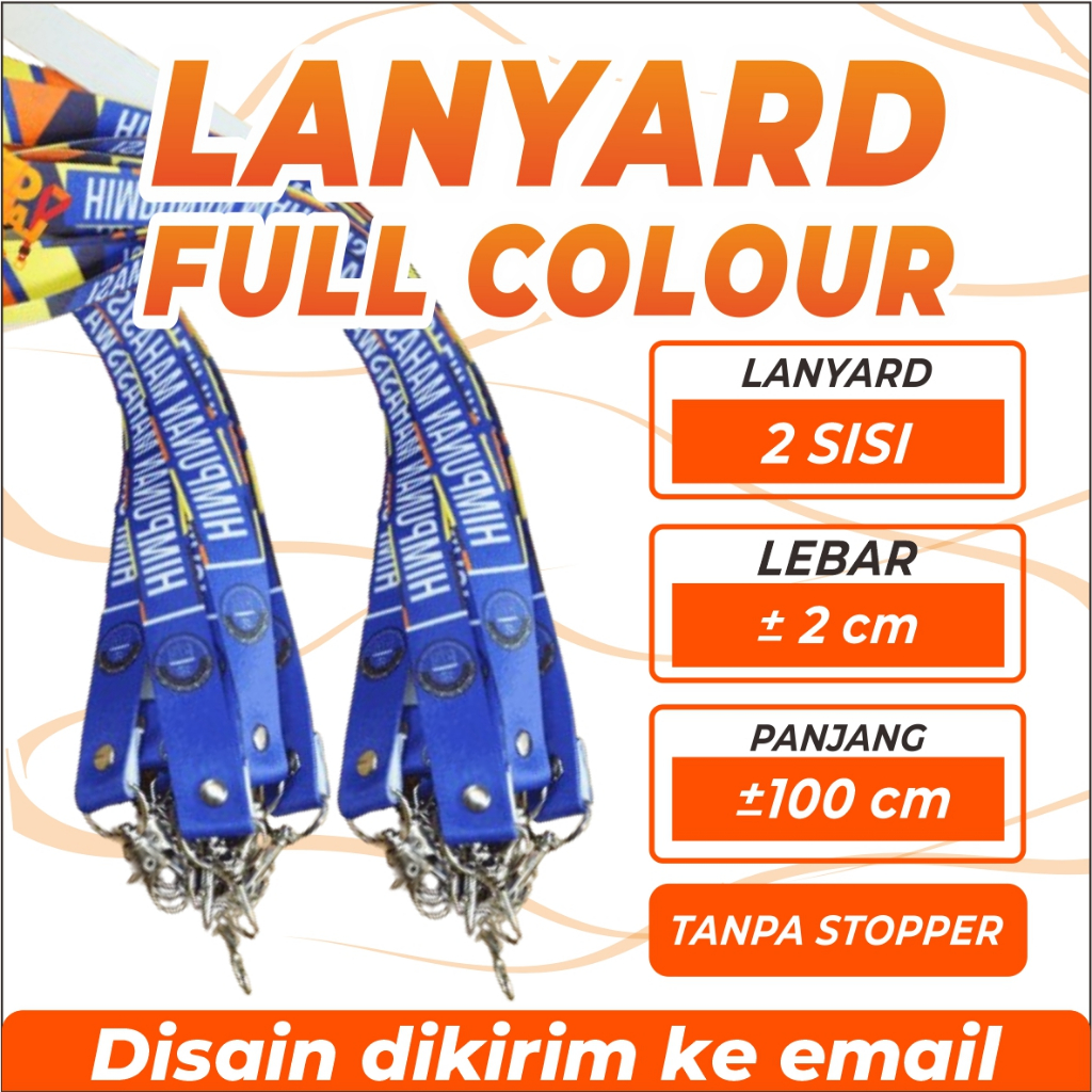 

Termurah Cetak custom ukuran 2 cm, Tanpa stopper, Tali ID Card Lanyard Full Color - tali ID Card untuk karyawan, komunitas, mahasiswa, panitia acara ,untuk tali hp, kunci, vape, dll