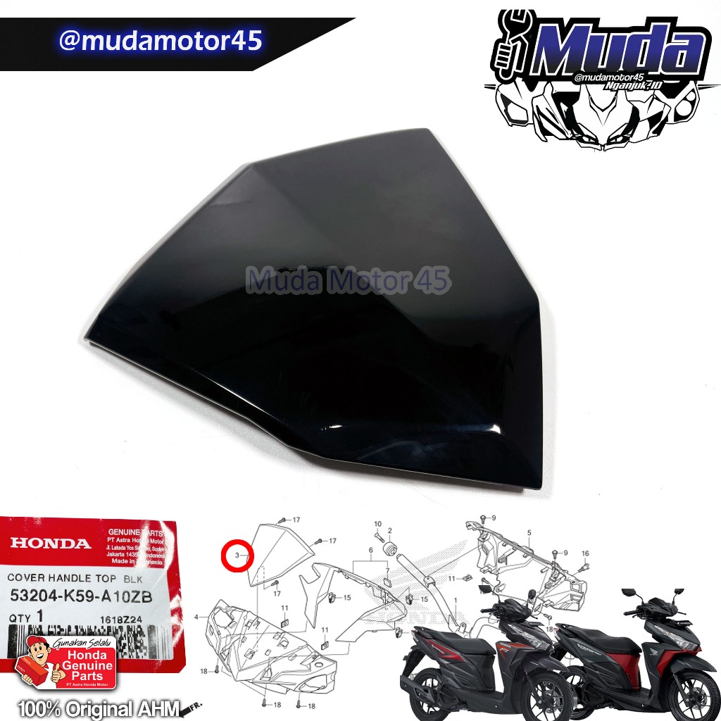 VISOR VARIO LED OLD 125 150 2015 2016 2017 COVER BATOK DEPAN ATAS SPEEDO SPIDO METER 53204-K59-A10ZB