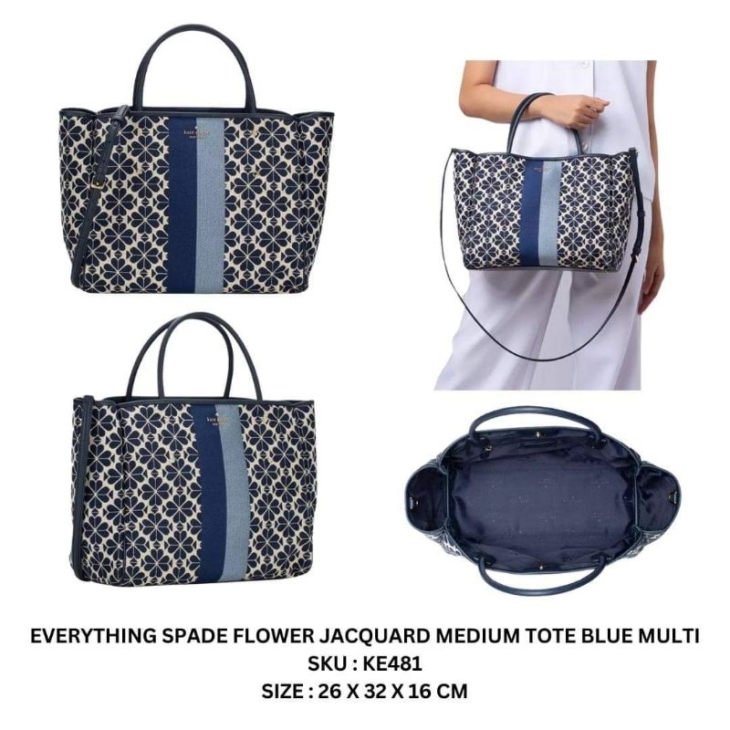 ks jacquard everything medium tote blue multi NWT