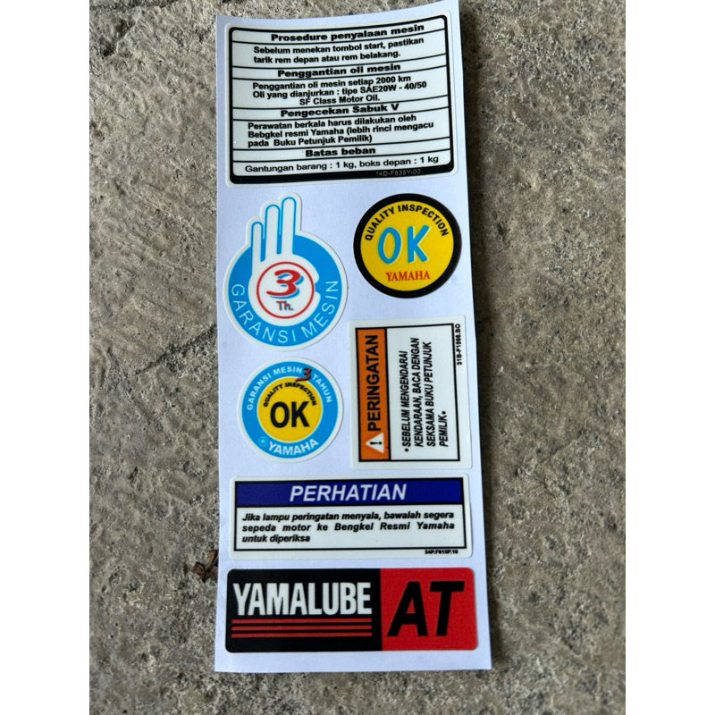 Stiker warning yamaha mio