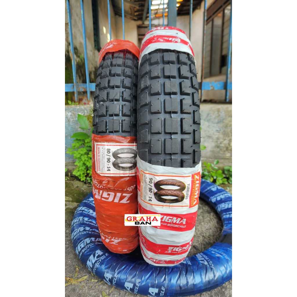 Sepasang Ban Trail Zigma 80/90-14 dan 90/90-14 Ring 14 Tubeless ban 80/90-14 ban matic 80/90-14 ban 