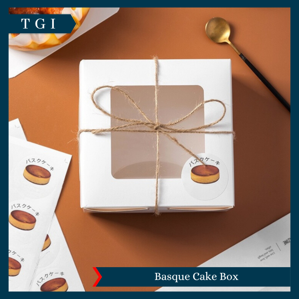 

TGI - KOTAK PENYIMPANAN KUE PUTIH POLOS SNACK BOX DUS KUE BASQUE CAKE BOX PACKAGING SIMPLE