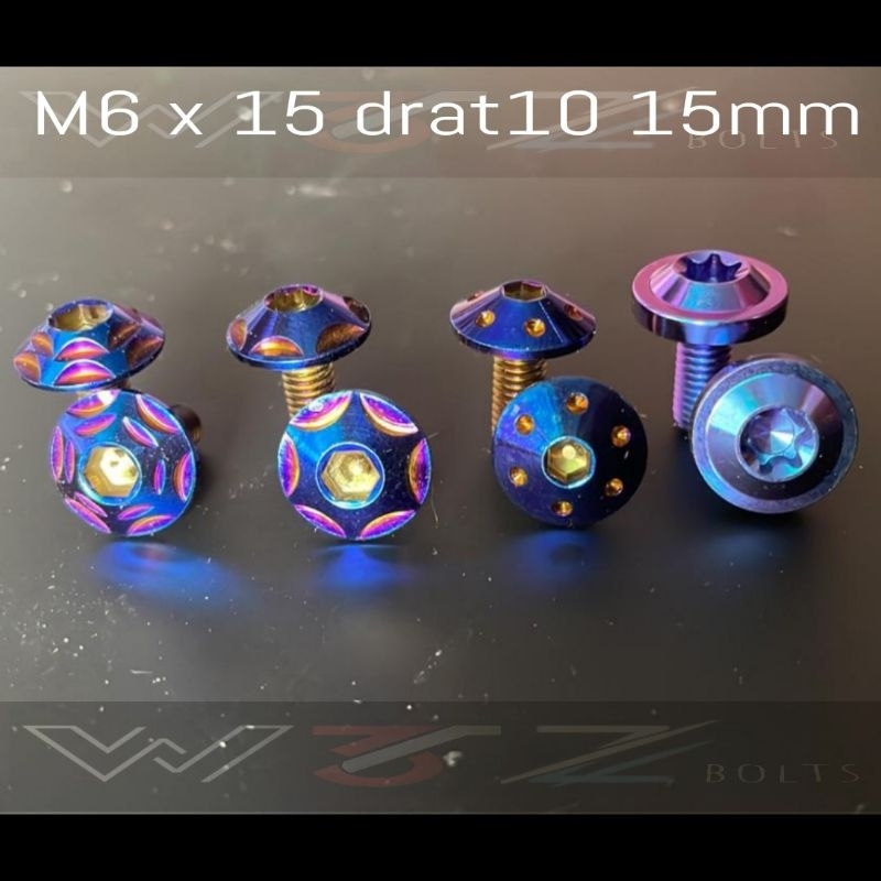 Baut 10 payung topi panjang 15mm probolt stainless titanium m6 x 15mm drat 10 1,5cm satuan