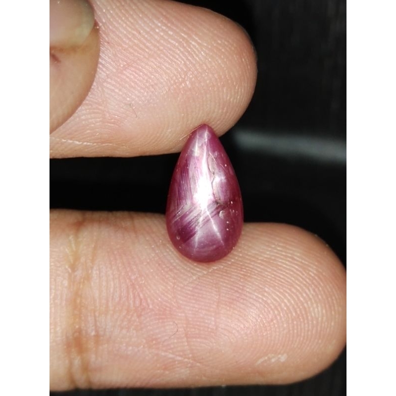 Natural Ruby Star 12.5x7x3.5 mm 3.7 Ct Merah Delima Kristal Pear Cabochon Code 1071