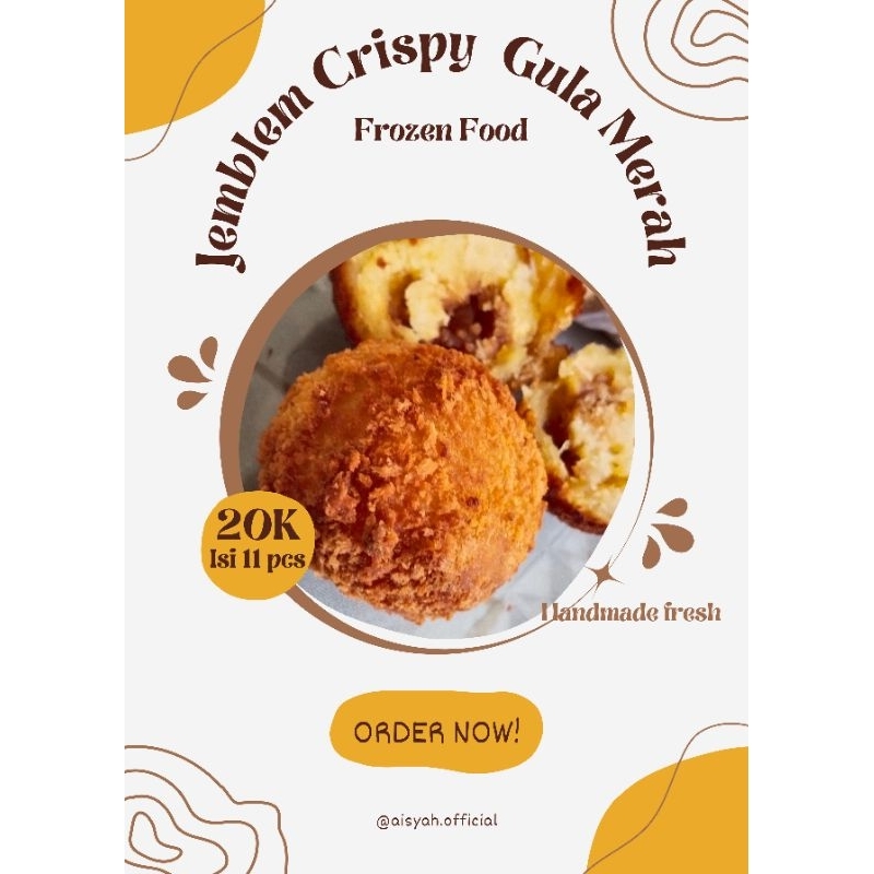 

Jemblem Crispy Gula Merah Isi 11 pcs - Handmade Fresh - Frozen Food