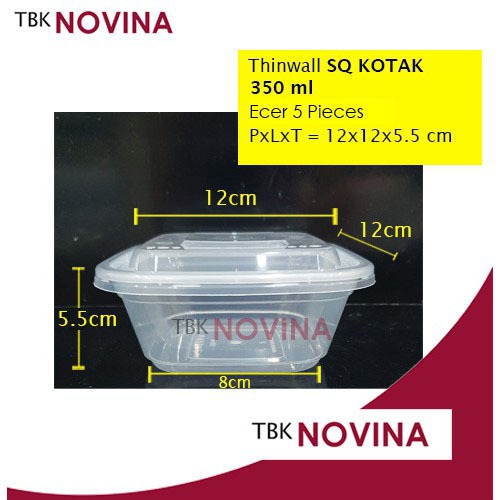 5 PiecesThinwall 350ml / 500ml / 750 SQUARE KOTAK KECIL food container box tempat makan plastik