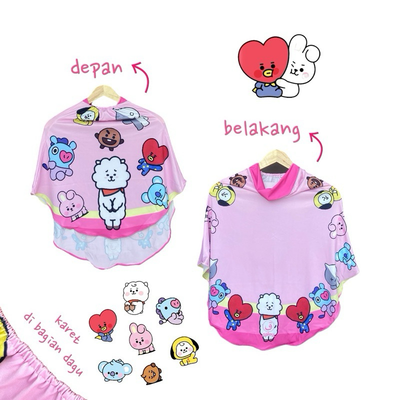 BERGO PRINTING INSTAN ANAK MOTIF BT21 / HIJAB INSTAN ANAK / HIJAB KARAKTER LUCU