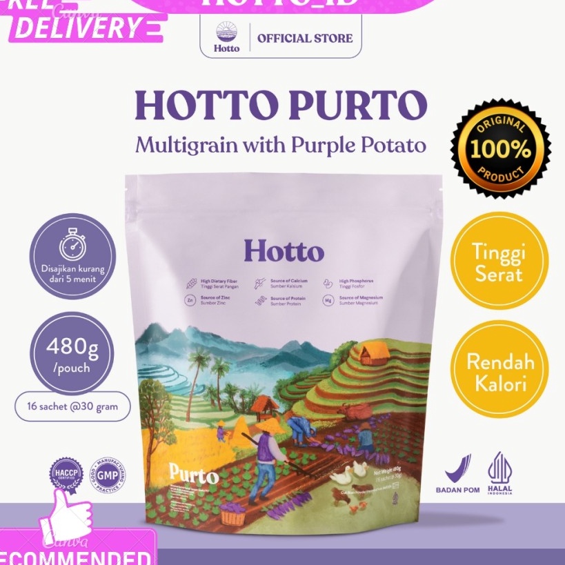 

TERBARU Hotto Purto Multigrain with Purple Potato 1 Pouch 16 Sachet