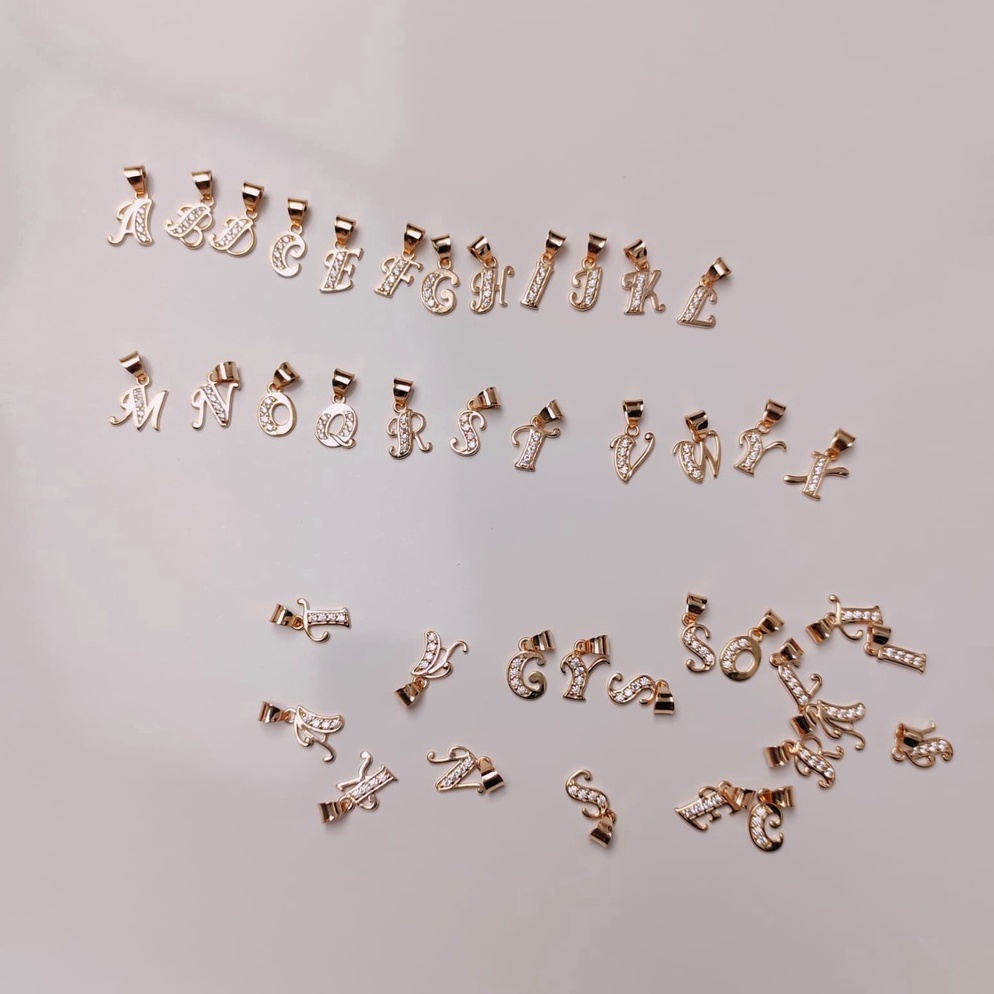 ART N92N liontin huruf kaligrafi emas asli