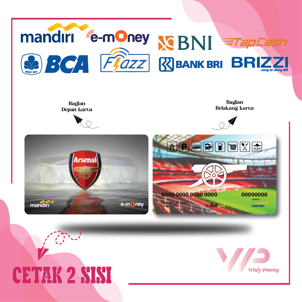 KARTU EMONEY CLUB BOLA ARSENAL F.C STADION MANDIRI FLAZZ BCA GEN 2 BNI TAPCASH BRIZZI BRI - 2 SISI