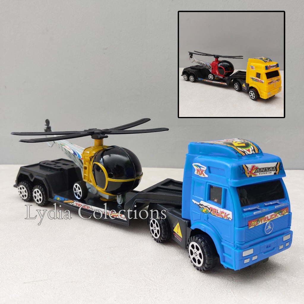Mainan Truk Trailer Muatan Helicopter