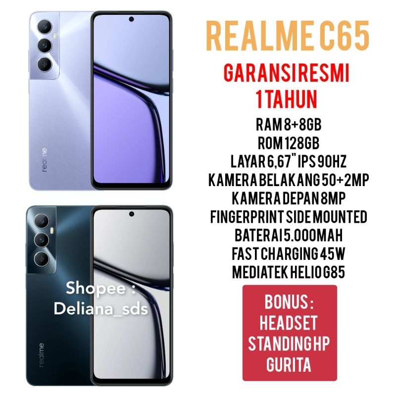 Realme C65 8/128 8+8/128 16/128 Garansi Resmi 1 Tahun Realme C67 8+8/128 Realme C67 16/128