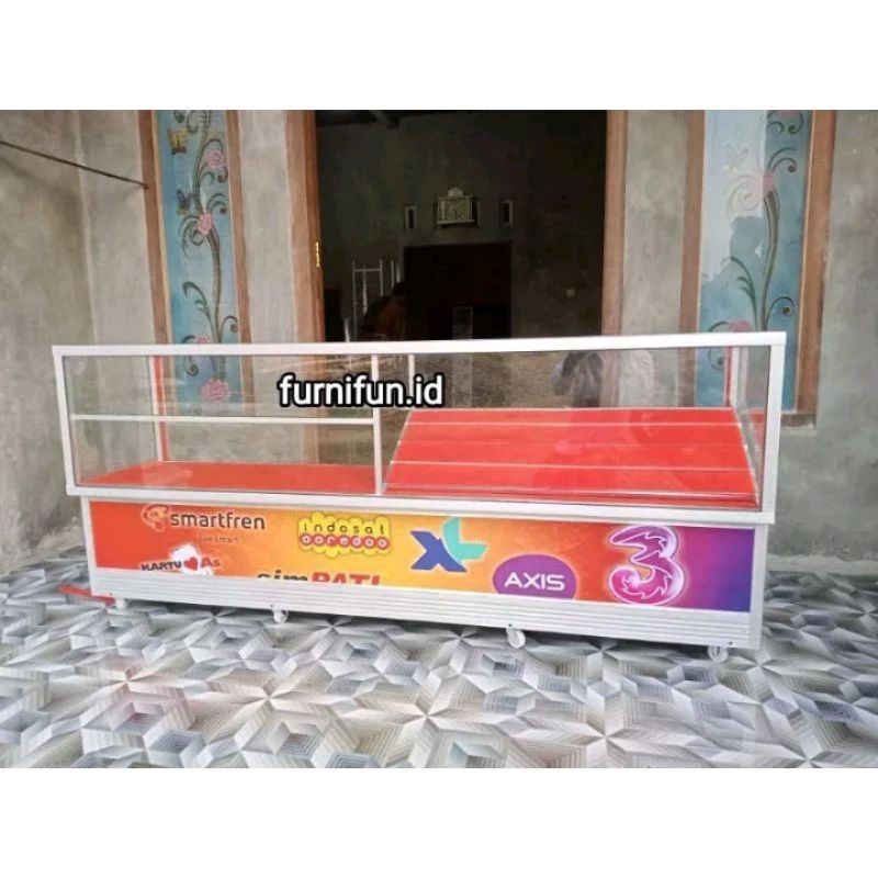 Sbmsemarang - ETALASE COUNTER HP 2 METER (SAP +TEMPAT KARTU)