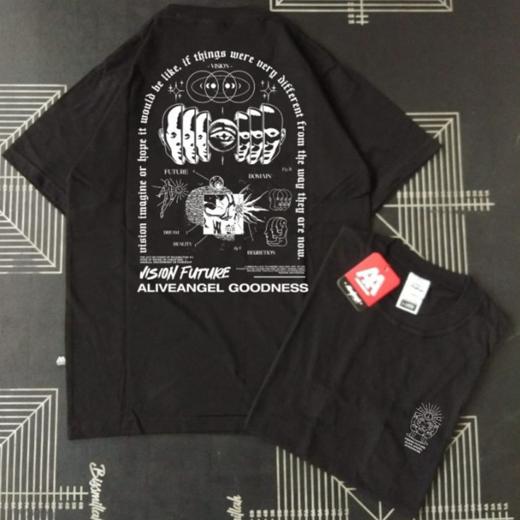 Kaos Distro Pria & Wanita Dream Reality / T-shirt Streetwear Vision Future / Black Tee Bootleg Full 