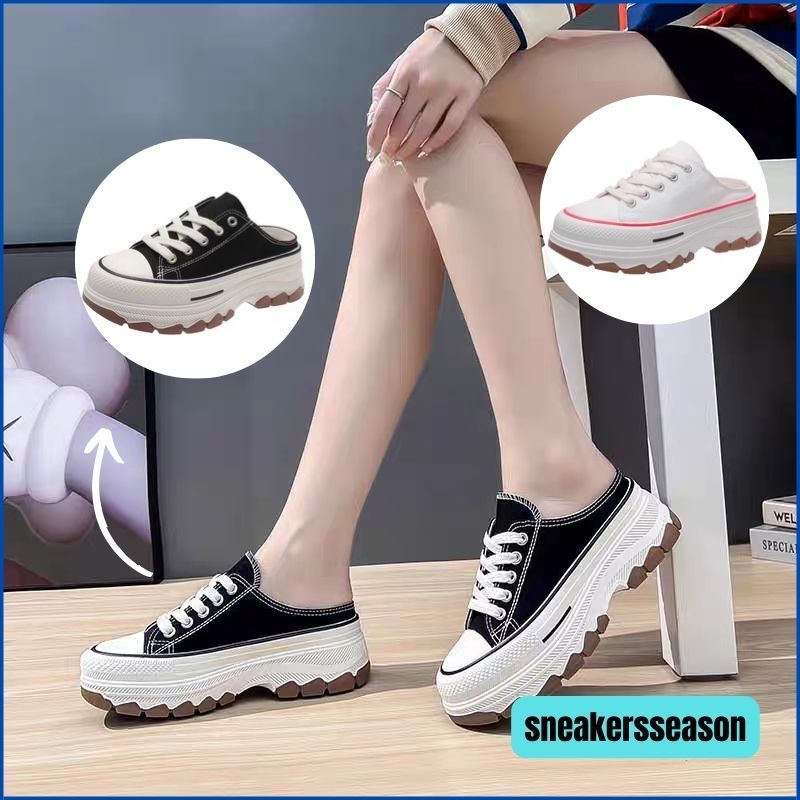 COD SS 2407 Sepatu Sneakers Selop Wanita Premium Korea Style