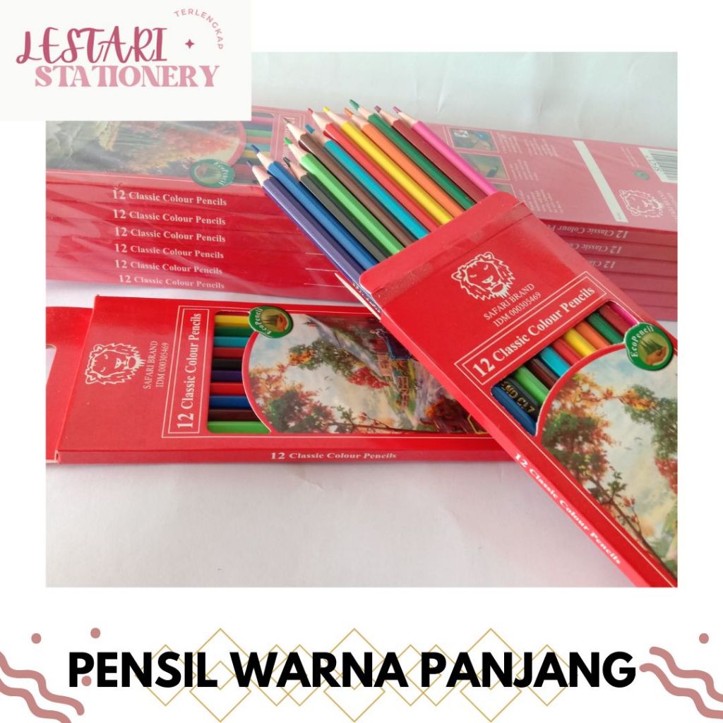 

Pensil warna 12 panjang/pensil warna murah Lestari Stationery