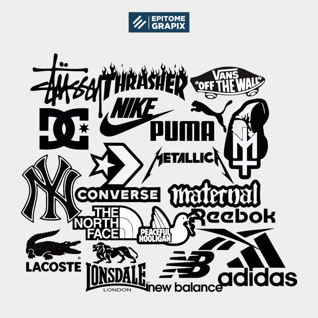 Stiker Pack Logo Brand Aesthetic Hitam Putih Vinyl Untuk Laptop Helm Tumblr Case Sticker