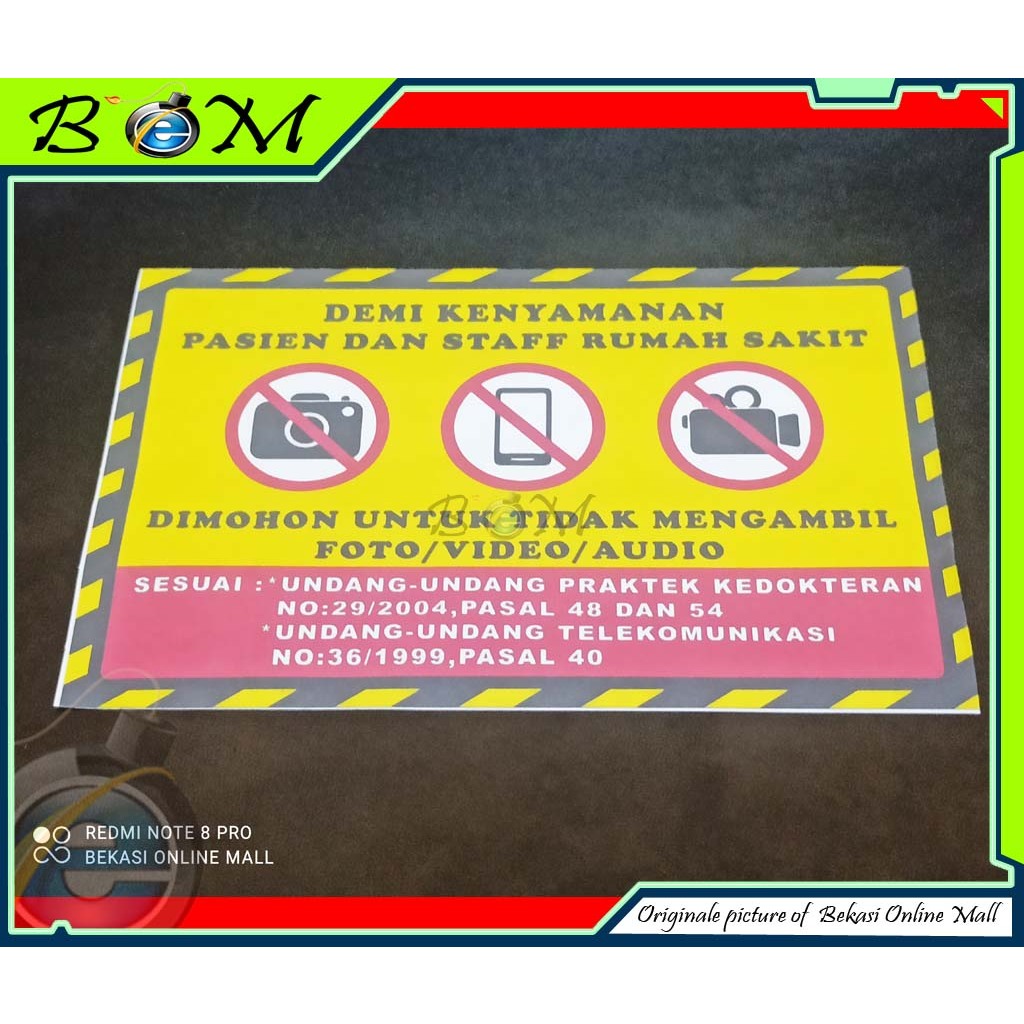 

stiker sticker peringatan warning rumah sakit klinik demi keamanan pasien dan staff rumah sakit dilarang foto video audio