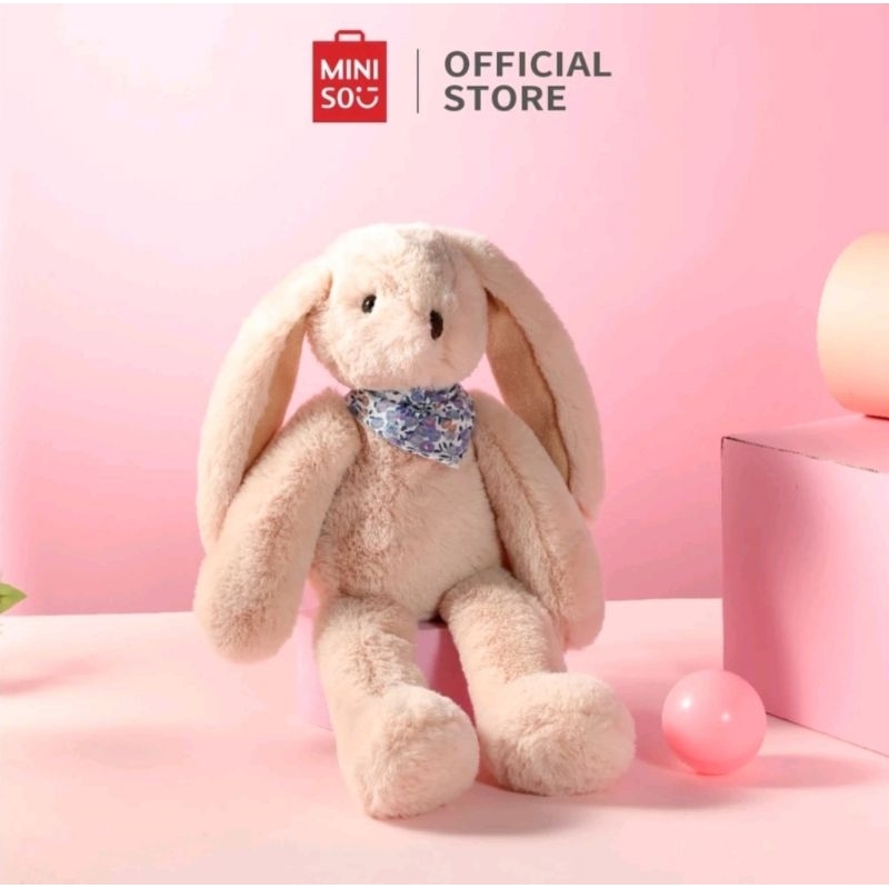 Miniso 8in Scarf Rabbit Plush Toy Boneka Miniso Boneka Kelinci