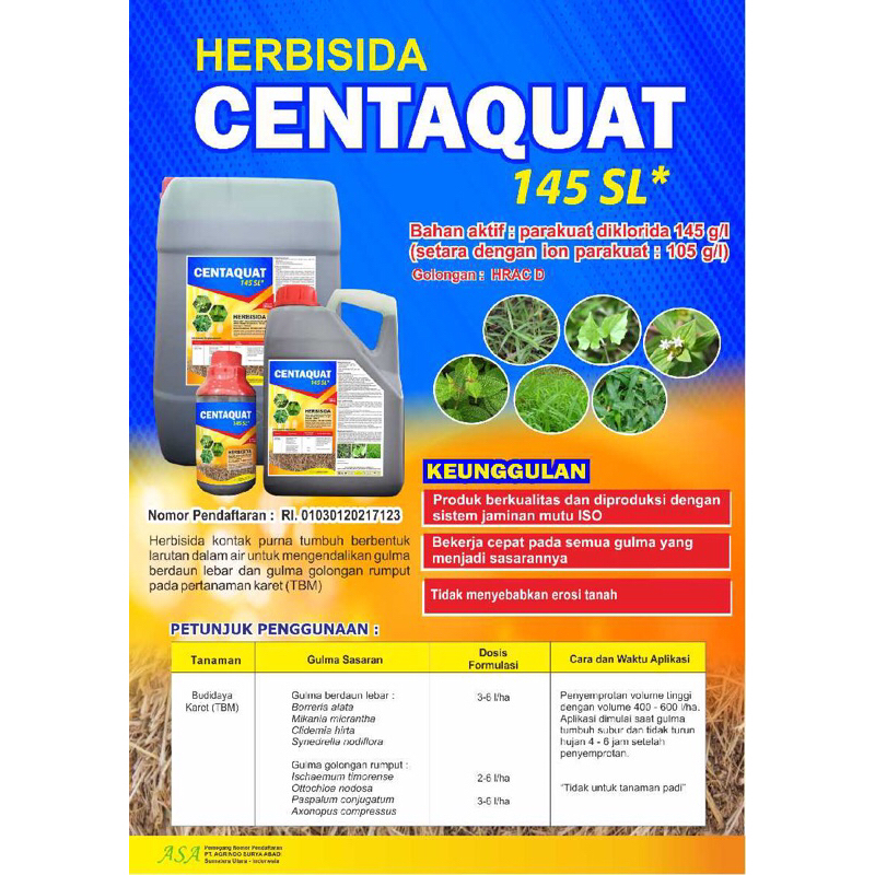 PEMBASMI GULMA LIAR HERBISIDA CENTAQUAT 145 SL UK 1L