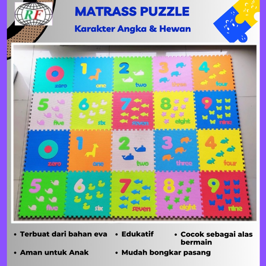 ART O8D Karpet Puzzle Anak 3cm x 3cm x 1cm Alas Bermain Edukasi Anak KARAKTER