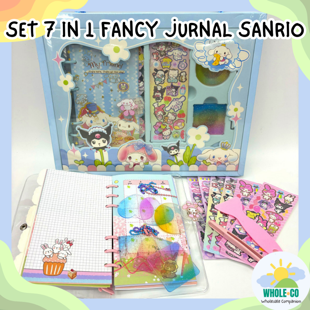 

Set 7 in 1 Fancy Jurnal Sanrio Premium Notebook Buku Agenda Kuromi Hello Kitty Hadiah Alat Tulis Lucu Unik Imut Termurah Grosir Cod TZLH-S001