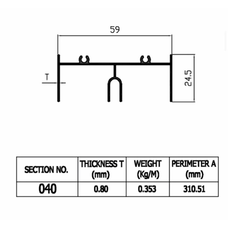 Aluminium Dacon Sliding Window 040 Rel Atas Aluminium Batangan