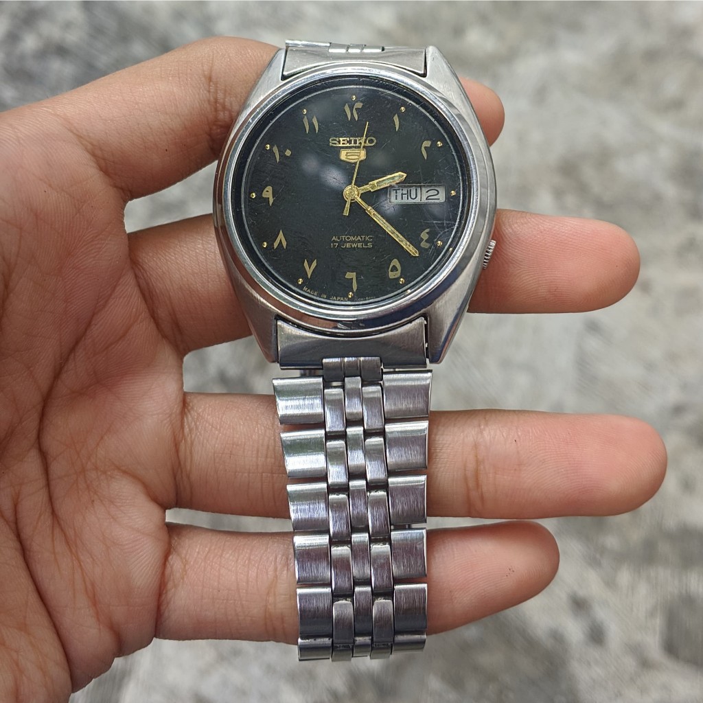 jam tangan seiko 5 automatic arabic dial langla caliber 7009
