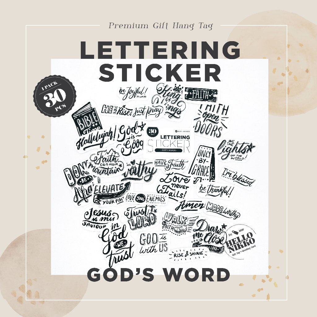 

Lettering sticker god's word - Hang tag kartu ucapan kado sticker hampers parcel box dus ultah natal christmas cny ramadan lebaran