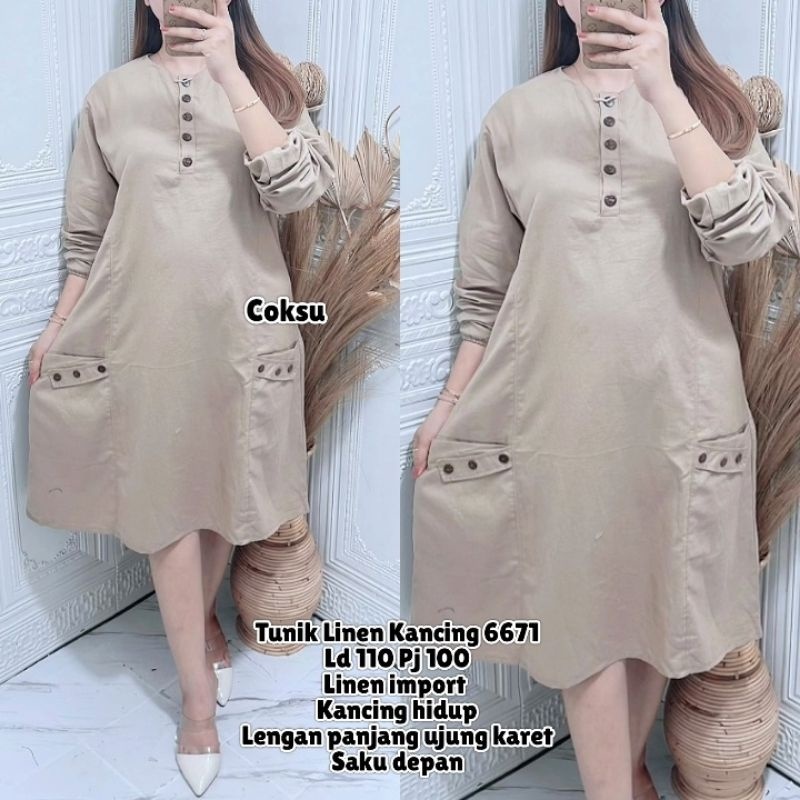 tunik polos kancing model dres tunik jumbo